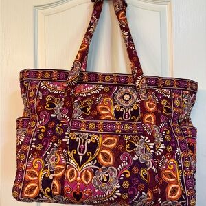 Vera Bradley Burgundy and Orange Floral Travel Bag